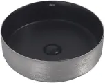 Раковина накладная круглая ABBER Bequem (AC2109BS) черный матовый с серебром