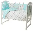 Комплект бортики в кроватку для новорожденных для мальчиков Суфле голубой Золотой Гусь