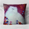 Подушка декоративная Белоснежная Кошечка 40х40 велюр Семейка котиков