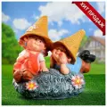 Садовая фигура из полистоуна «Девочка с мальчиком на камне», 42×22×41 см