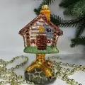 Irena-Co елочная игрушка, стекло Избушка грибы (12,5х7,5х7см)