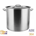 Кастрюля с крышкой 45 литров из нержавеющей стали AISI304 с ТРС (тройное дно) для индукции