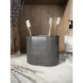Стакан для зубных щеток, стакан для ванной Astrid Duo, 12.5х8.5х10 см, бетон, черный глянцевый