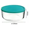 Контейнер стеклянный D.23 FRIGOVERRE Bormioli Rocco круглый с голубой крышкой для хранения продуктов 3100мл