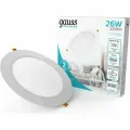 Светильник Gauss elementary downlight круг 26w 2250m 4000k 170-260v ip20 220 26 монтаж белый led 1/4 997520224