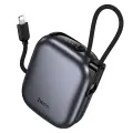 Универсальный Доп. Аккумулятор 10000mAh, Q49, HOCO, выход 1 PD (20W), кабель: Type-C, Lightning, с дисплеем, серый
