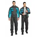 Костюм рабочий мужской Бренд 1 2020 лето серый/бирюза 104-108 / 182-188 65% п/э,35%хб (во отделка). спецодежда