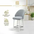 Стул полубарный для кухни 60 см Fusion Standart F03+, на белых деревянных ножках, велюр светло-серый Lavrentev Studio