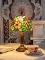 Винтажная настольная лампа Тиффани с абажуром, светильник для комнаты, кухни, спальни GSMIN GS-04 диаметр 20см высота 35см (Дизайн 2)
