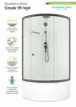 Душевая кабина Domani-Spa Simple 90х90, высокий поддон, белые стенки, профиль черный, стекло прозрачное 4мм
