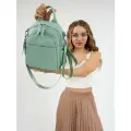 Сумка-рюкзак городской PouchMan, женский, натуральная кожа, 4,5 л, 20х25х9 см, оливково-зеленый