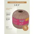 Пряжа для вязания спицами, крючком Семеновская Lily классическая тонкая, хлопок мерсеризованный, цвет: 161522 Какао светлое, 5 шт. по 100 г, 392 м