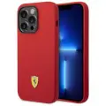 Ferrari силиконовый чехол для iPhone 14 Pro, Liquid Silicone with metal logo, красный