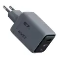 Сетевое зарядное устройство Aukey Comet Mix 3 67W 3A/2USB-C/1USB Grey серое PA-C3