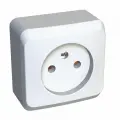Systeme Electric Этюд наруж Белая Розетка 1-ая без заземления без шторок PA16-001B