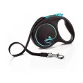 Поводок-рулетка Flexi Black Design M, 5 м 25 кг, лента, синий
