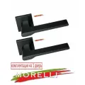 Комплект для межкомнатной двери Morelli / Дверная ручка MH 53 S6 BL + поворотник + магнитный замок + врезные петли / черный матовый