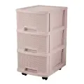 Комод пластиковый Ajur на колесиках, 3 ящика, бежевый, 37х30х52см