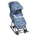 Санки-коляска Nika Наши Детки 6, джинс со звездами, выдвижная колесная база