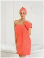 Набор для бани и сауны женский махровый BIO-TEXTILES коралловый XL-2XL (75*140) накидка парео, чалма, варежка