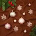 Зимнее волшебство Набор украшений пластик 30 шт Торжество d- 7 и 3,5 см, снежинка-6,5 см, бежевый розовый