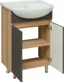 Тумба с раковиной в ванную Runo Лада 50, графит, напольная, с умывальником Уют 50