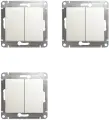 Механизм выключателя Schneider Electric Glossa двухклавишный перламутр (комплект из 3 шт)