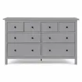 Деревянный комод 8 ящиков серый хемнэс по технологии икеа, массив сосны, 160х50х96 см, Profi&Hobby