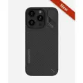 Чехол на Айфон 15 Про Макс кевларовый с индикатором температуры, Aulumu А15 Aramid Fiber, MagSafe, магнитный, черный