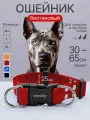Биотановый ошейник с двумя кольцами 45-65 см (XL), 25 мм, Woofy JunoDB для собак средних и крупных пород, красный