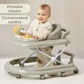 Ходунки детские Happy Baby SMILEY V2, с игровой панелью, 12 мелодий, регулировка сиденья, силиконовые колесики, зеленые