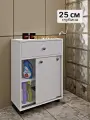 Тумба узкая напольная на колесиках в ванную и туалет Simplyocn 65.4х52х25 см, Белый цвет