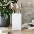 Стакан для ванной Emily Slim 6х6х11, стакан для зубных щёток, бетон, белый глянцевый
