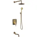 Душевая стойка Zorg Antic A 104DS-BR встраиваемая, латунь бронзовая, с орнаментом, комплект с тропическим душем