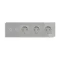 Сенсорный выключатель с розеткой 2кл. 3 розетки, 4 поста (2G+3EU) стекло299х86мм цвет серый