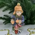 Irena-Co елочная игрушка, стекло Мальчик на коньках (12х7х6,5см)