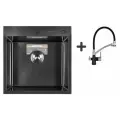 Комплект кухонная мойка из нержавеющей стали с PVD покрытием GERHANS K35050B со смесителем.