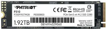 Внутренний SSD-диск Patriot Memory Накопитель SSD Patriot PCIe 3.0 x4 1920GB P310P192TM28 P310 M.2 2280
