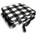 Плед с подогревом Golden Snail 140х100см, 12V флис, клетка черно-белый