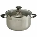 Кастрюля 6 л, 24 см, из нержавеющей стали со стеклянной крышкой с отверстиями для слива Webber BE-375/2