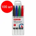 Комплект 100 шт, Маркеры стираемые для белой доски набор 4 цвета, BRAUBERG, 4 мм, эргономичный корпус, 150850