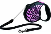 Поводок-рулетка Flexi Safari Zebra M, 5 м, 20 кг, розовый принт