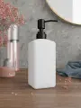 Дозатор для жидкого мыла Emily Slim с черной металлической помпой, бетон 250 мл, белый матовый