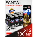 Fanta Crimson Cherry, 0.33 л, 12 шт, slim-банка (газированный напиток Фанта Вишня с малиной, Польша)