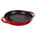 Сковорода-гриль круглая 22см с 2-мя ручками Staub вишнёвый, чугун, для индукции, духовки