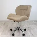 Стул со спинкой, Ракушка, большой, FitBest, велюр, хром, колеса, темно-бежевый велюр