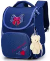 Ранец школьный для девочки 15 л с анатомической спинкой SkyName (СкайНейм) с мишкой на брелоке