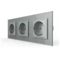 Розетка электрическая 16A, 3 поста, цвет серый LIVOLO ORIGINAL