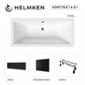 Акриловая ванна Helmken Alvaro 190x90 комплект 4 в 1: ванна, ножки, черные лицевой и торцевой экраны