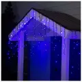 Гирлянда «Бахрома» 3 × 0.6 м, IP44, УМС, тёмная нить, 160 LED, свечение синее, 220 В